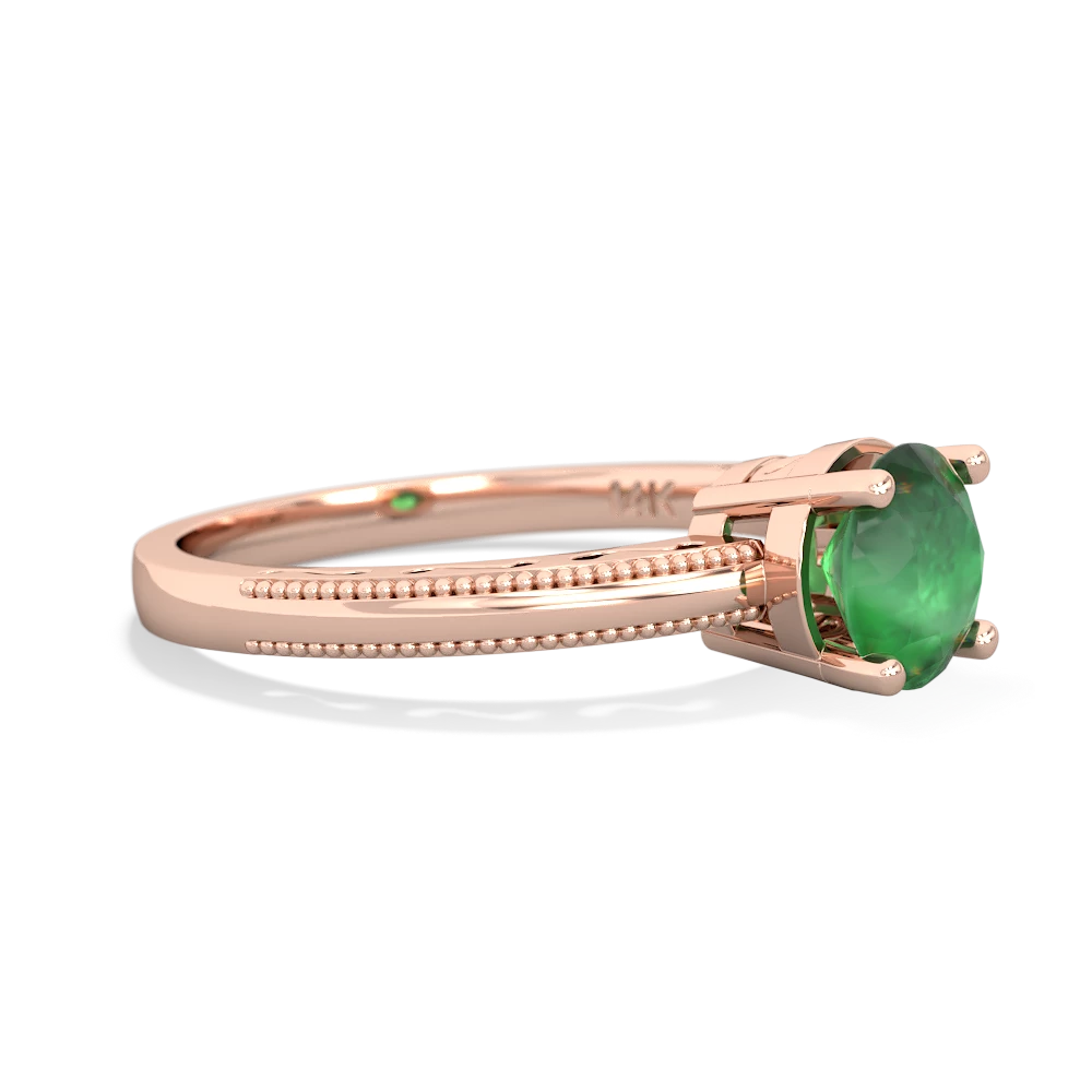 Emerald Milgrain Filigree 14K Rose Gold ring R5090