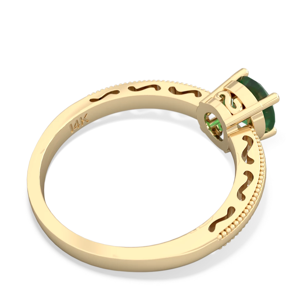 Emerald Milgrain Filigree 14K Yellow Gold ring R5090