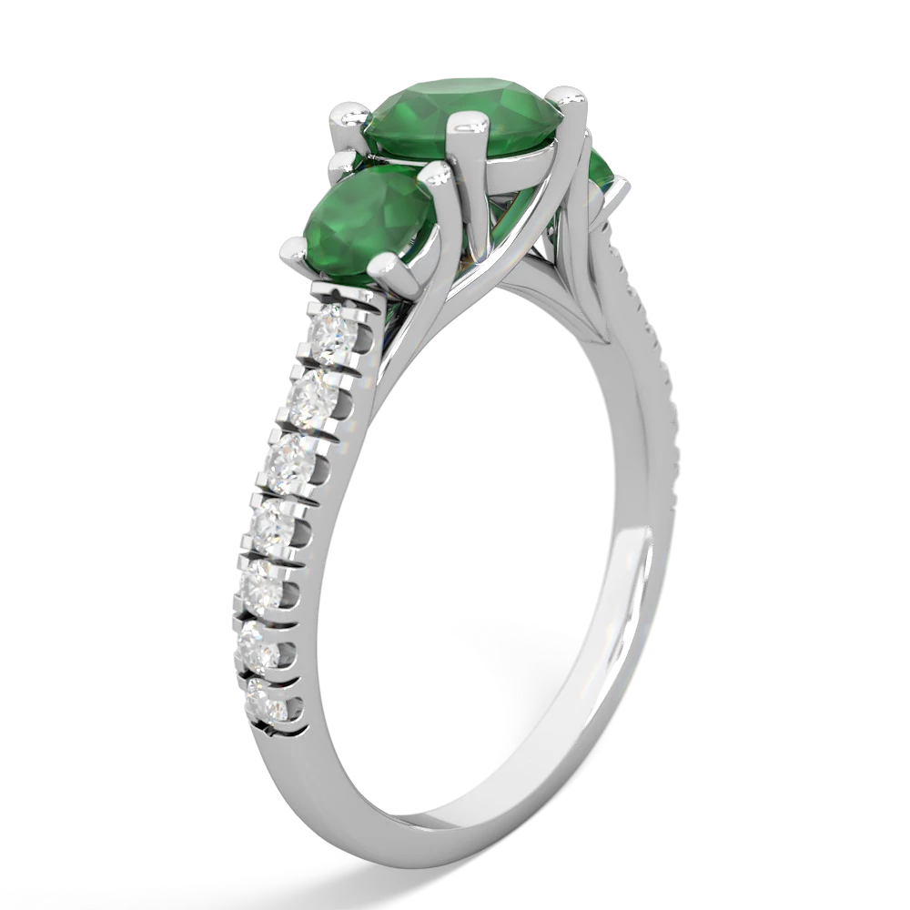 Emerald Pave Trellis 14K White Gold ring R5500