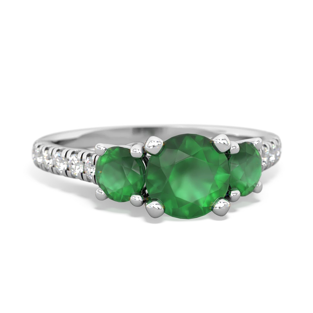 Emerald Pave Trellis 14K White Gold ring R5500