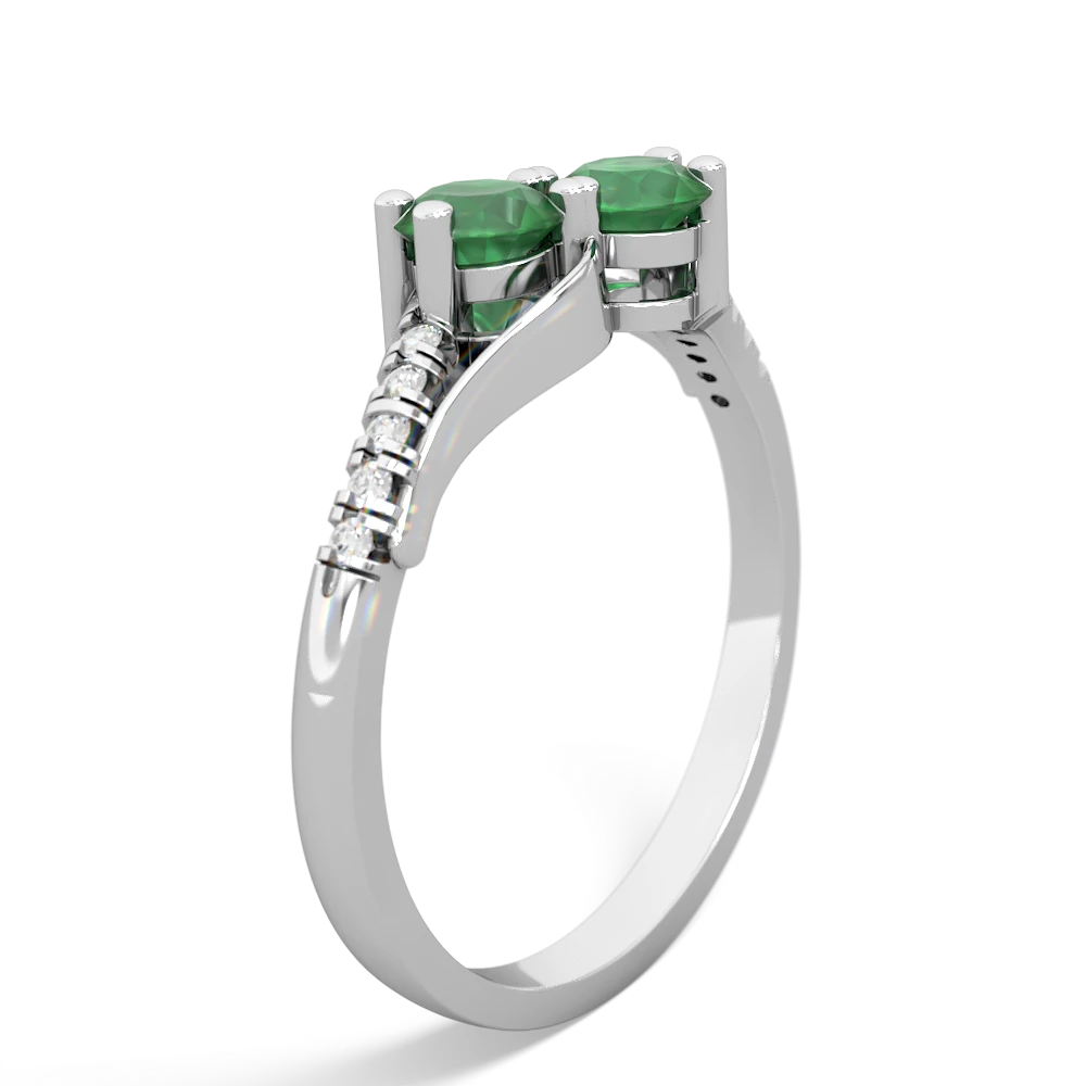 Emerald Infinity Pave Two Stone 14K White Gold ring R5285