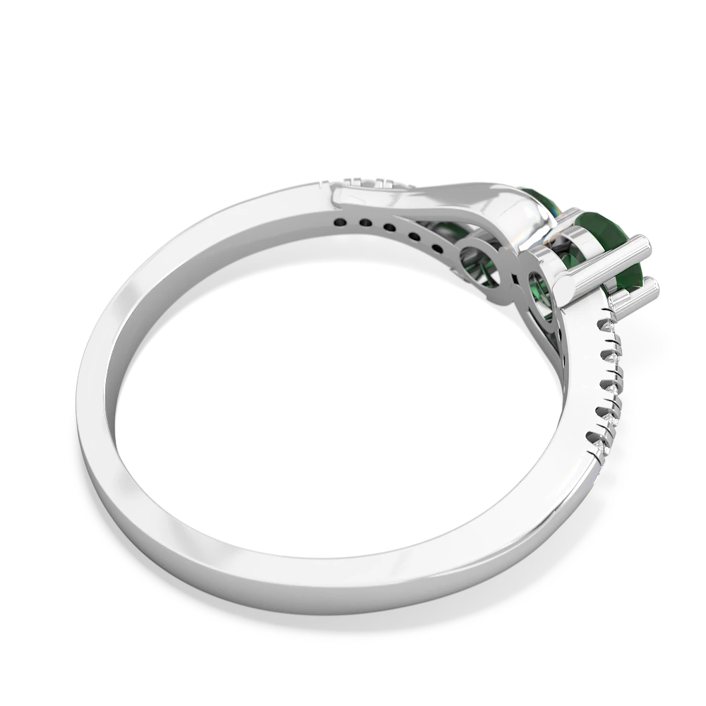 Emerald Infinity Pave Two Stone 14K White Gold ring R5285