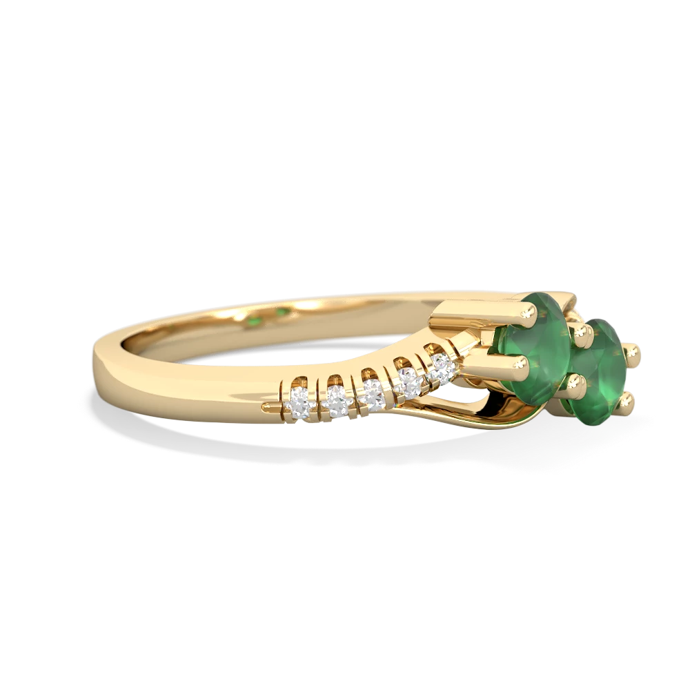 Emerald Infinity Pave Two Stone 14K Yellow Gold ring R5285