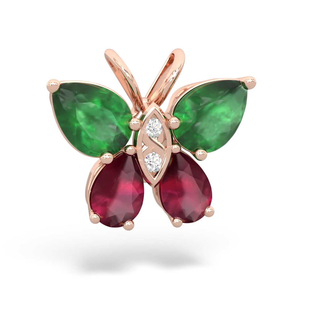 Emerald Butterfly 14K Rose Gold pendant P2215