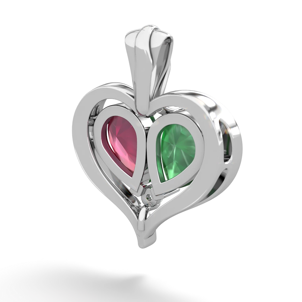 Emerald Two Become One 14K White Gold pendant P5330