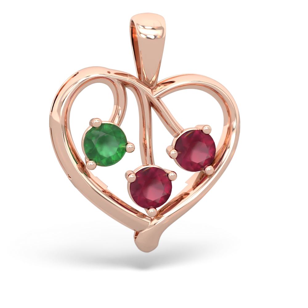 Emerald Glowing Heart 14K Rose Gold pendant P2233