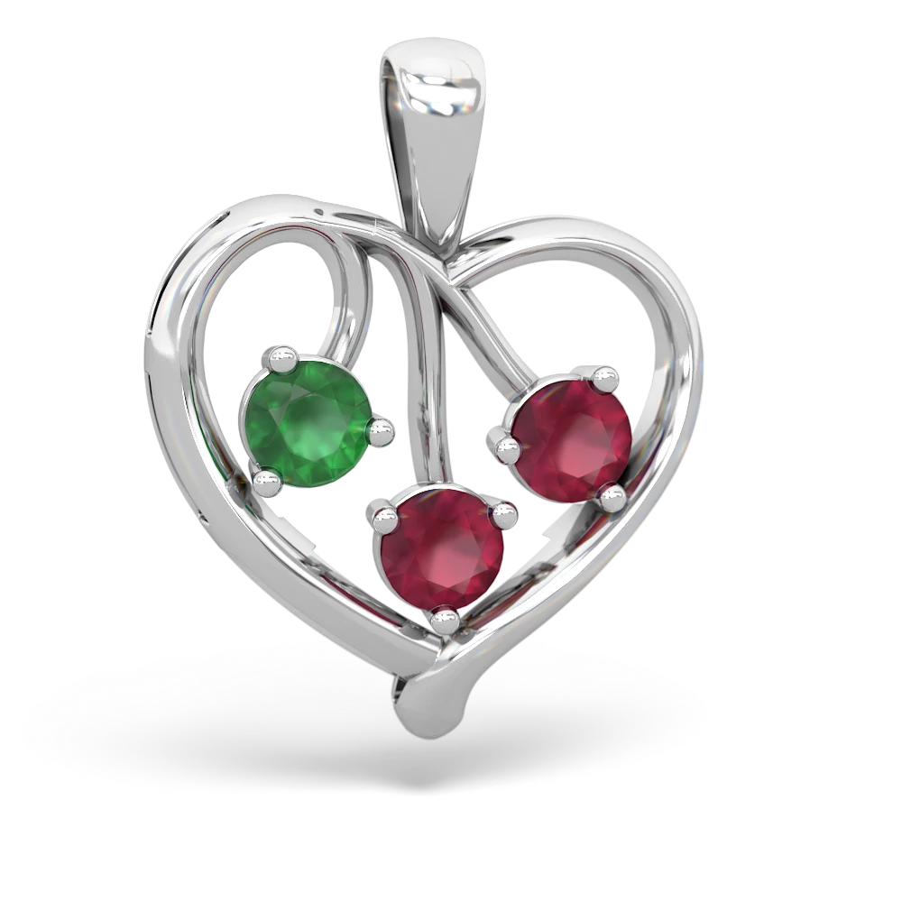 Emerald Glowing Heart 14K White Gold pendant P2233