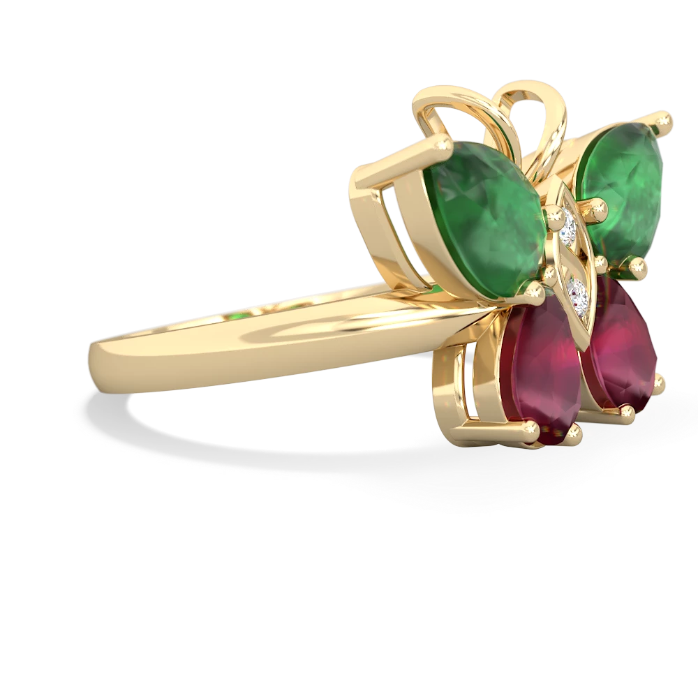 Emerald Butterfly 14K Yellow Gold ring R2215