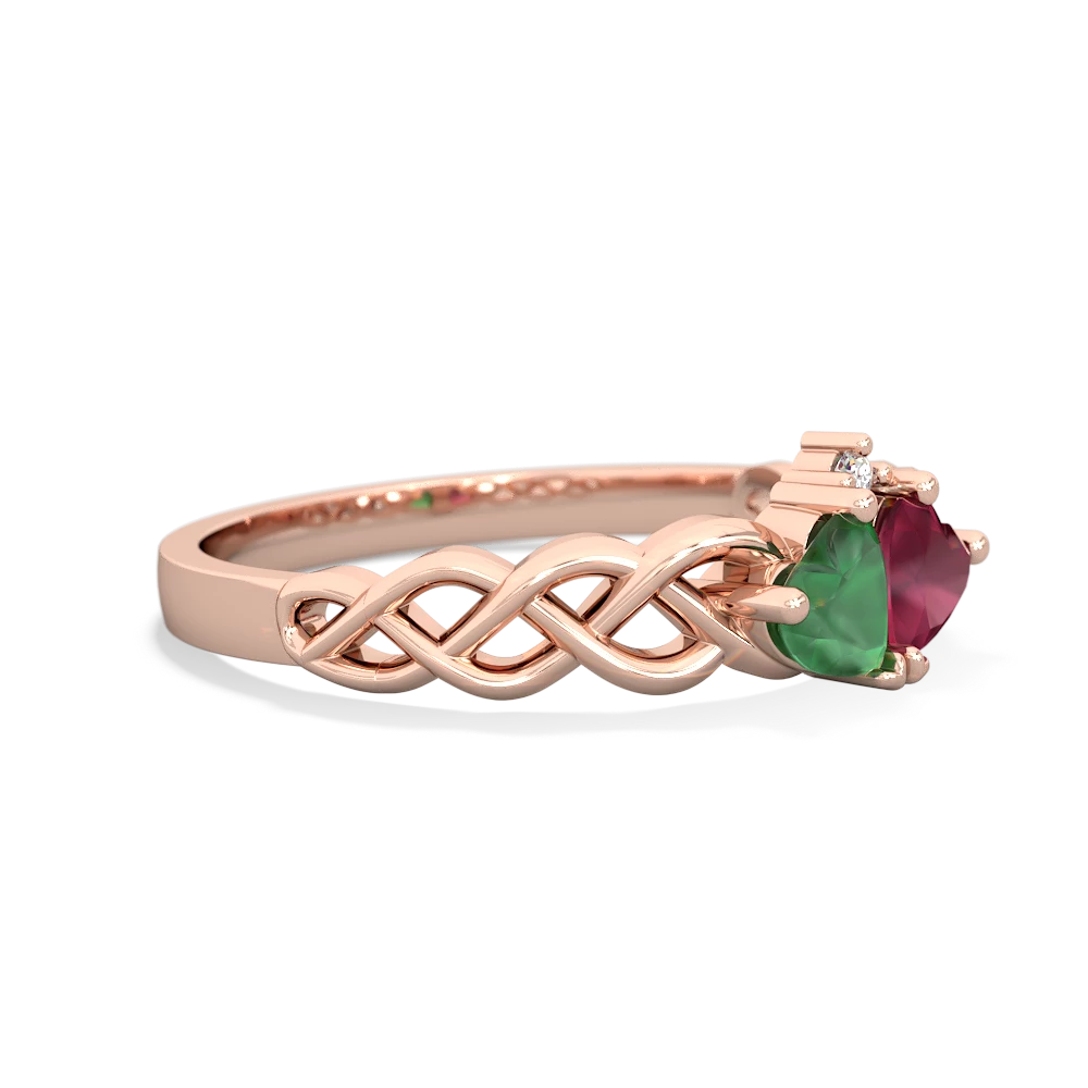 Emerald Heart To Heart Braid 14K Rose Gold ring R5870