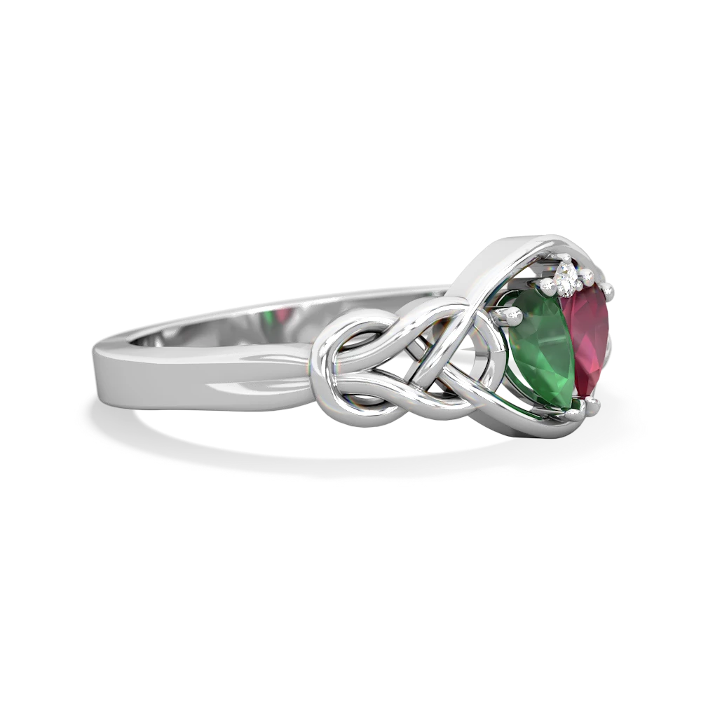 Emerald Celtic Love Knot 14K White Gold ring R5420