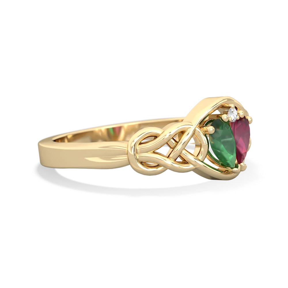 Emerald Celtic Love Knot 14K Yellow Gold ring R5420