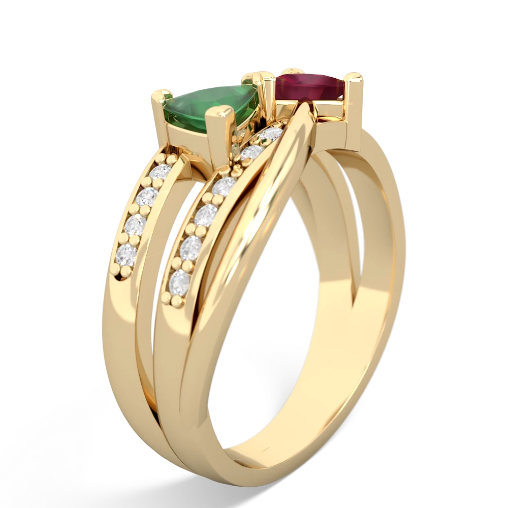 Emerald Bowtie 14K Yellow Gold ring R2360