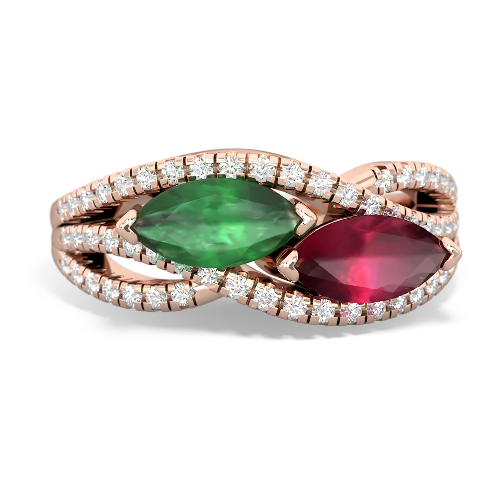 Emerald Diamond Rivers 14K Rose Gold ring R3070