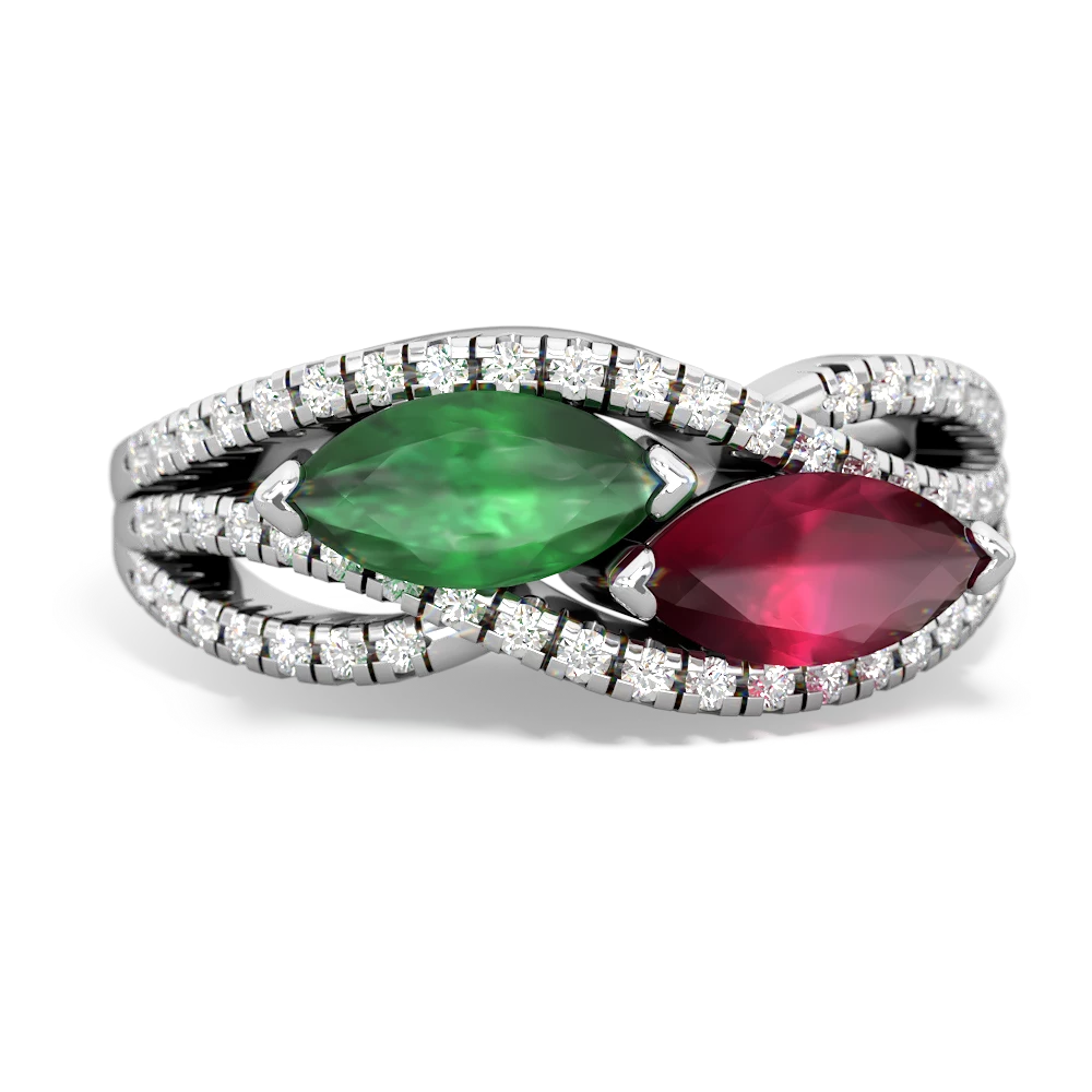 Emerald Diamond Rivers 14K White Gold ring R3070