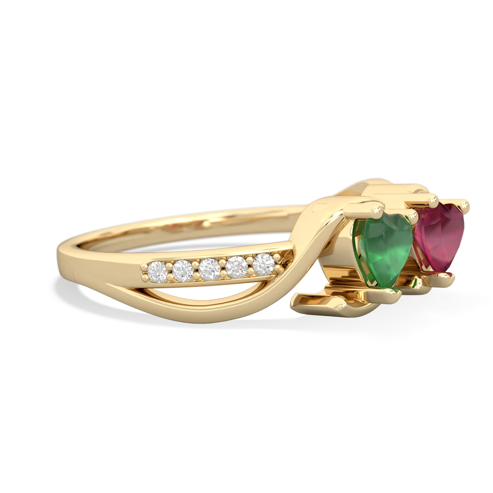 Emerald Side By Side 14K Yellow Gold ring R3090