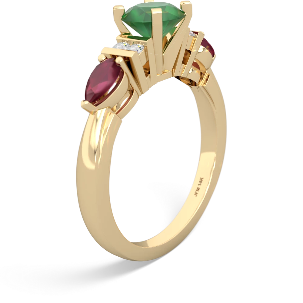 Emerald 6Mm Round Eternal Embrace Engagement 14K Yellow Gold ring R2005