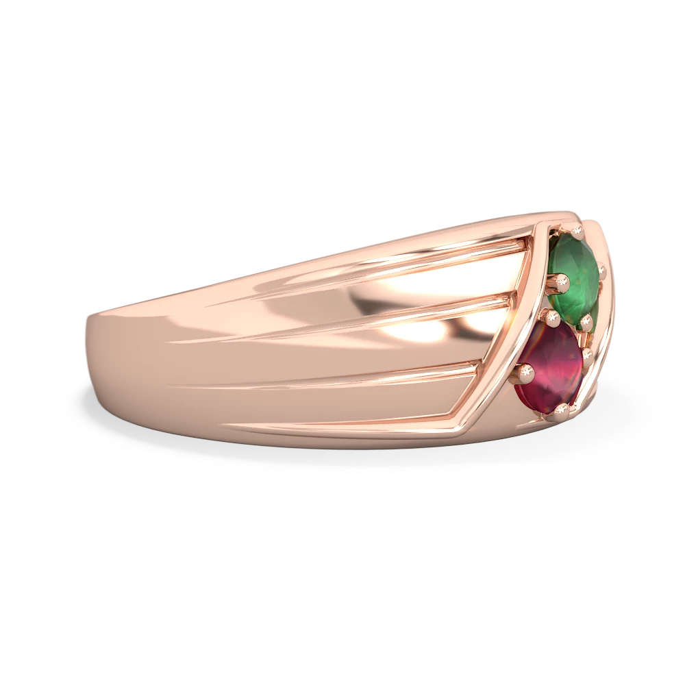 Emerald Men's Streamline 14K Rose Gold ring R0460