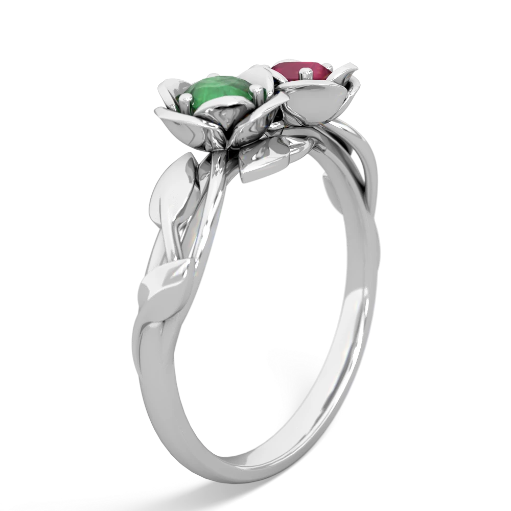 Emerald Rose Garden 14K White Gold ring R5510