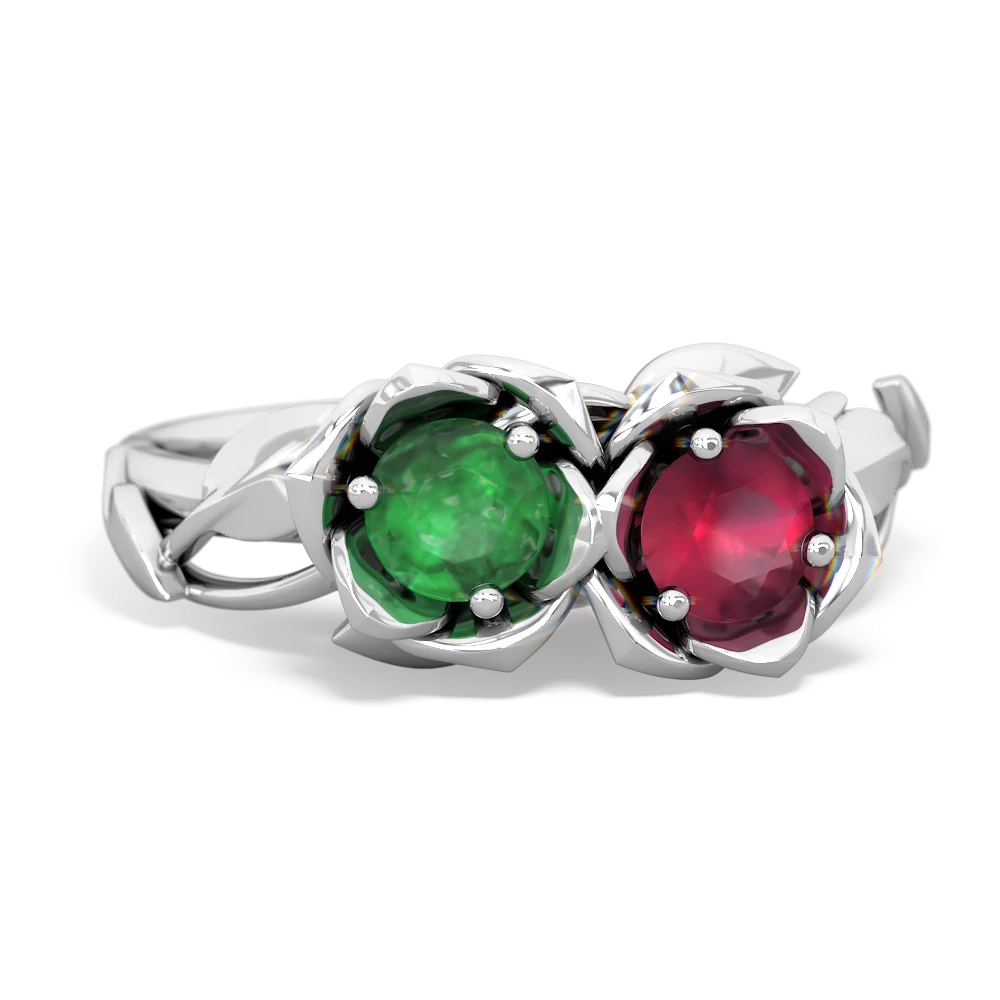 Emerald Rose Garden 14K White Gold ring R5510