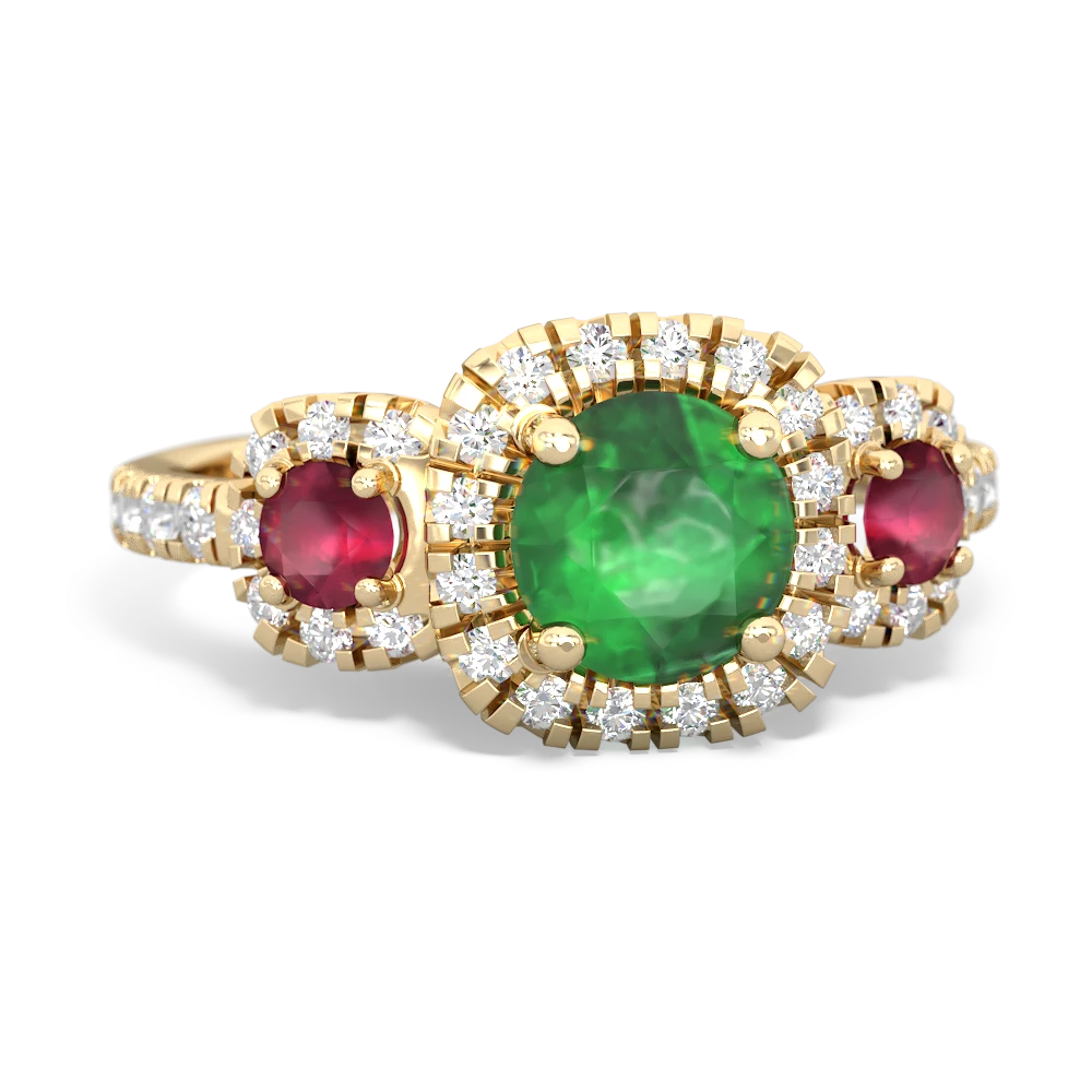 Emerald Regal Halo 14K Yellow Gold ring R5350