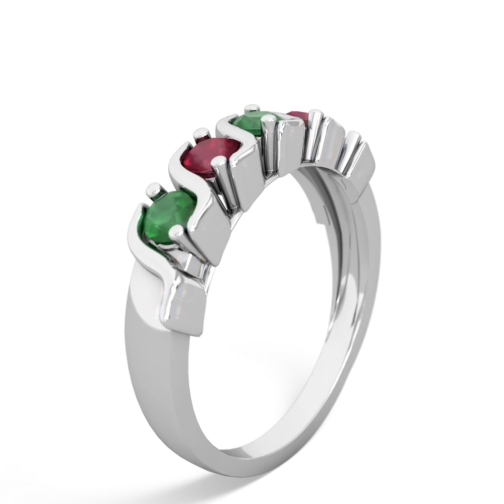 Emerald Anniversary Band 14K White Gold ring R2089