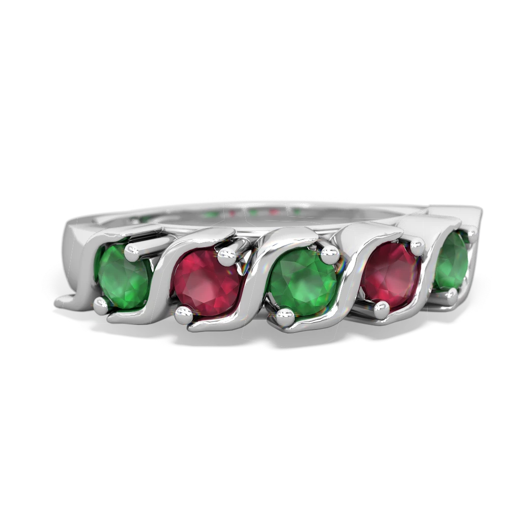 Emerald Anniversary Band 14K White Gold ring R2089