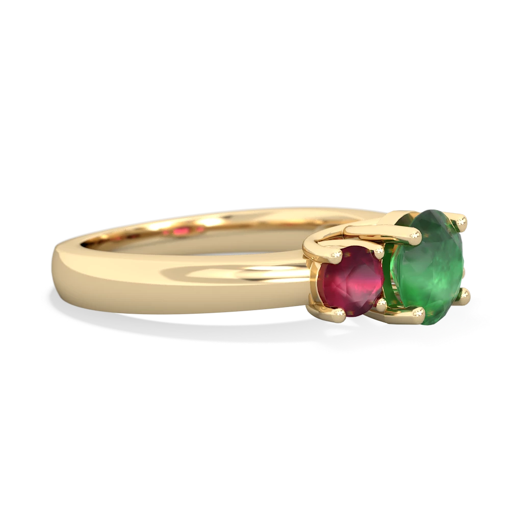 Cabochon Emerald and Ruby Bypass Ring with Diamonds in 18k Yellow Gold -  Once Upon A Diamond