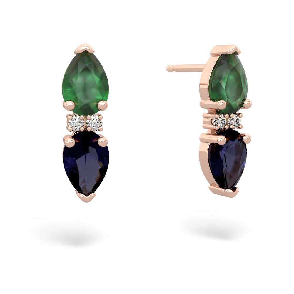Emerald Bowtie Drop 14K Rose Gold earrings E0865