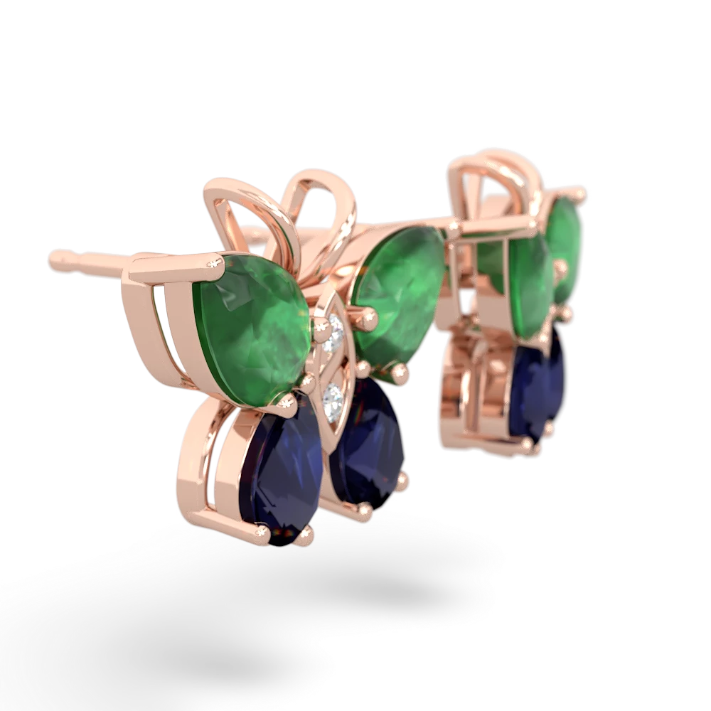 Emerald Butterfly 14K Rose Gold earrings E2215