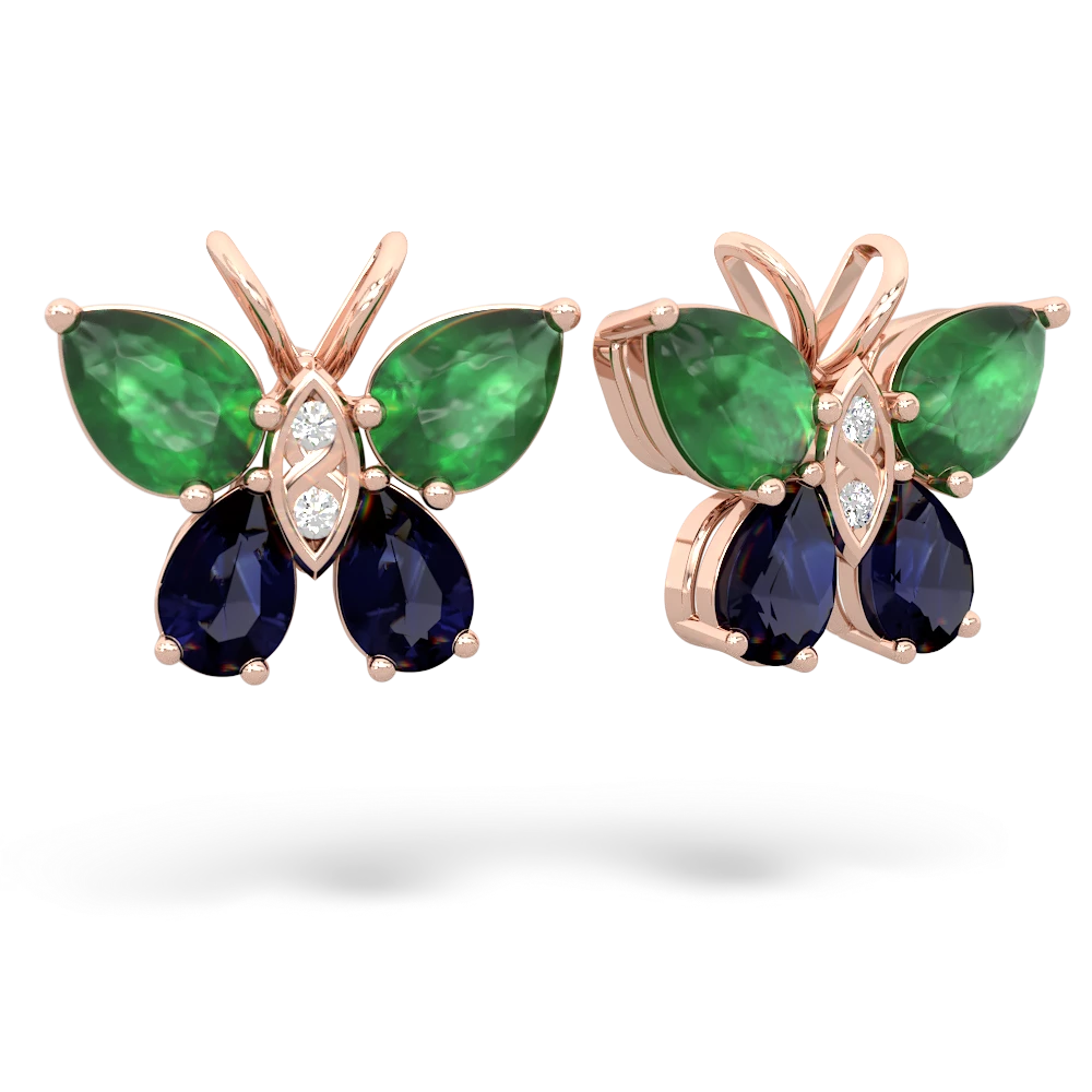 Emerald Butterfly 14K Rose Gold earrings E2215