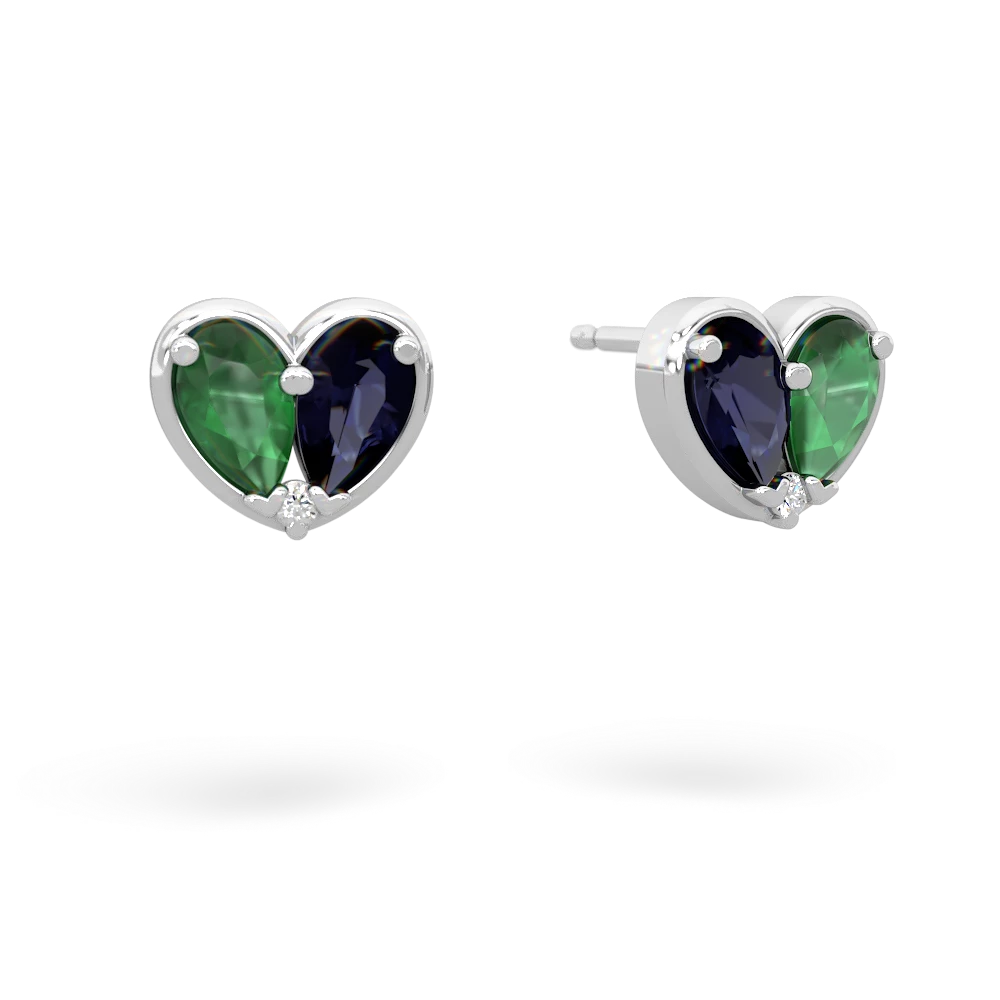 Emerald 'Our Heart' 14K White Gold earrings E5072