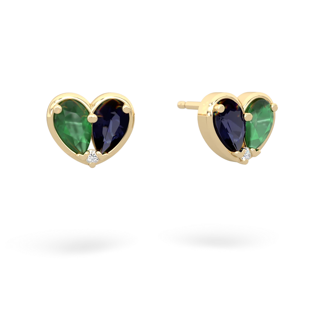 Emerald 'Our Heart' 14K Yellow Gold earrings E5072