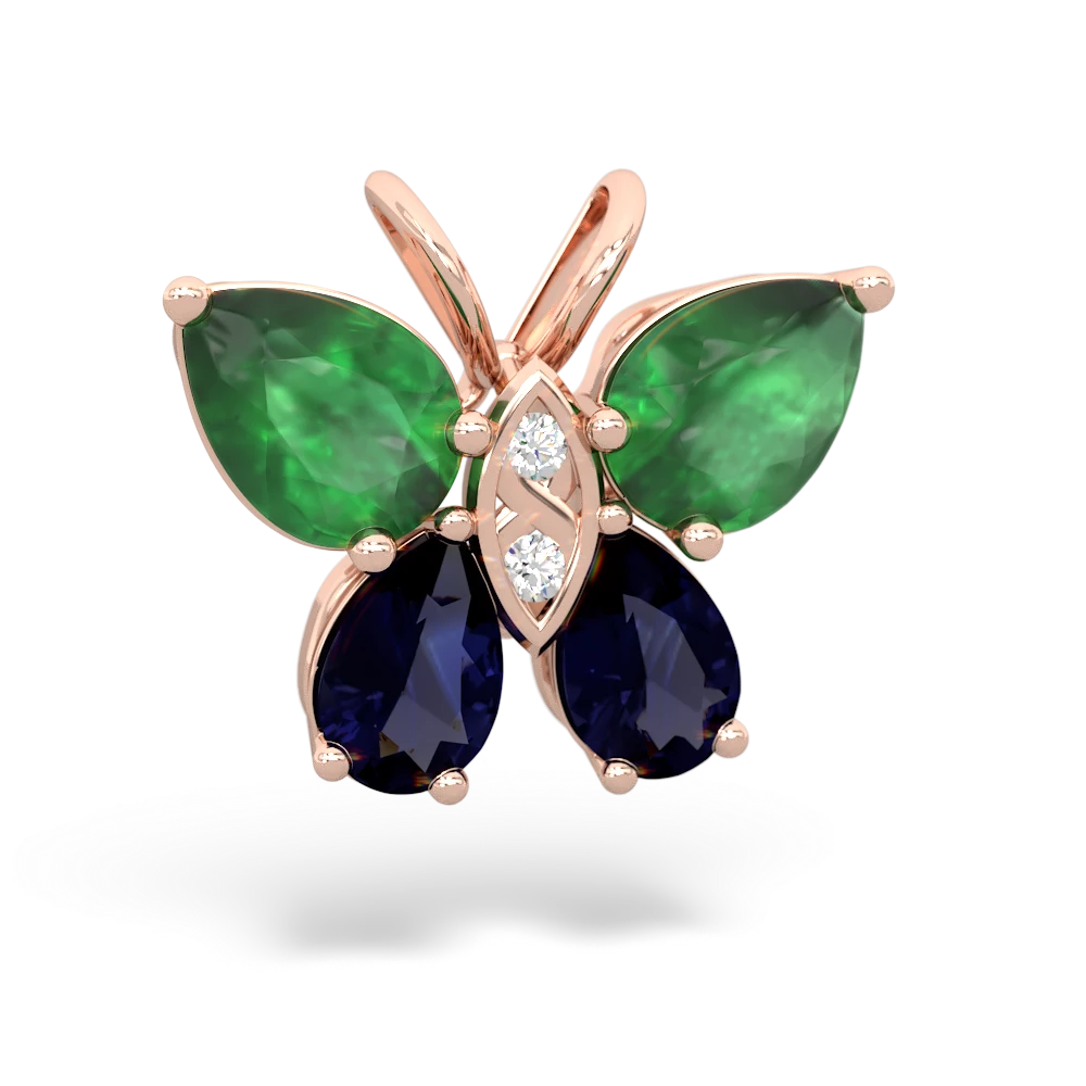 Emerald Butterfly 14K Rose Gold pendant P2215