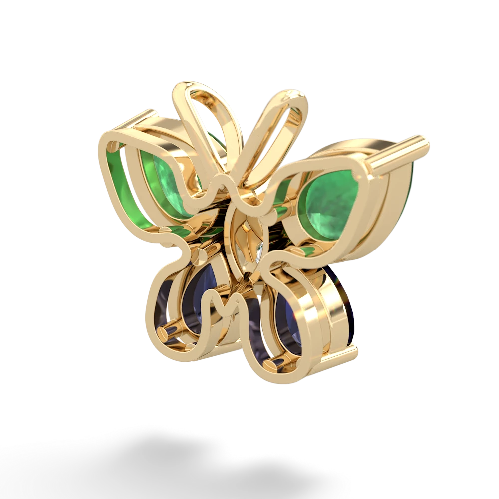 Emerald Butterfly 14K Yellow Gold pendant P2215