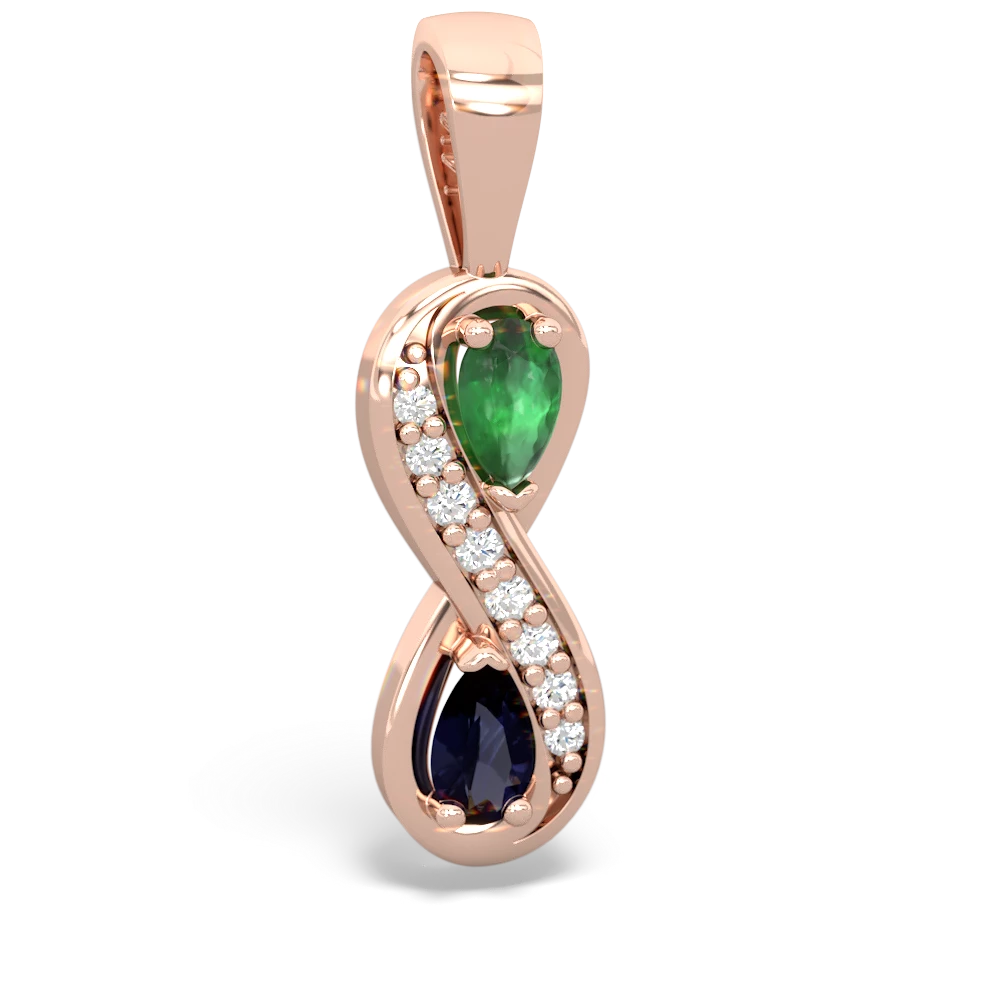 Emerald Diamond Infinity 14K Rose Gold pendant P5390