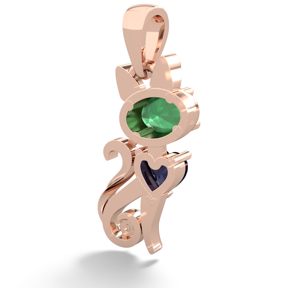 Emerald Kitten 14K Rose Gold pendant P5780