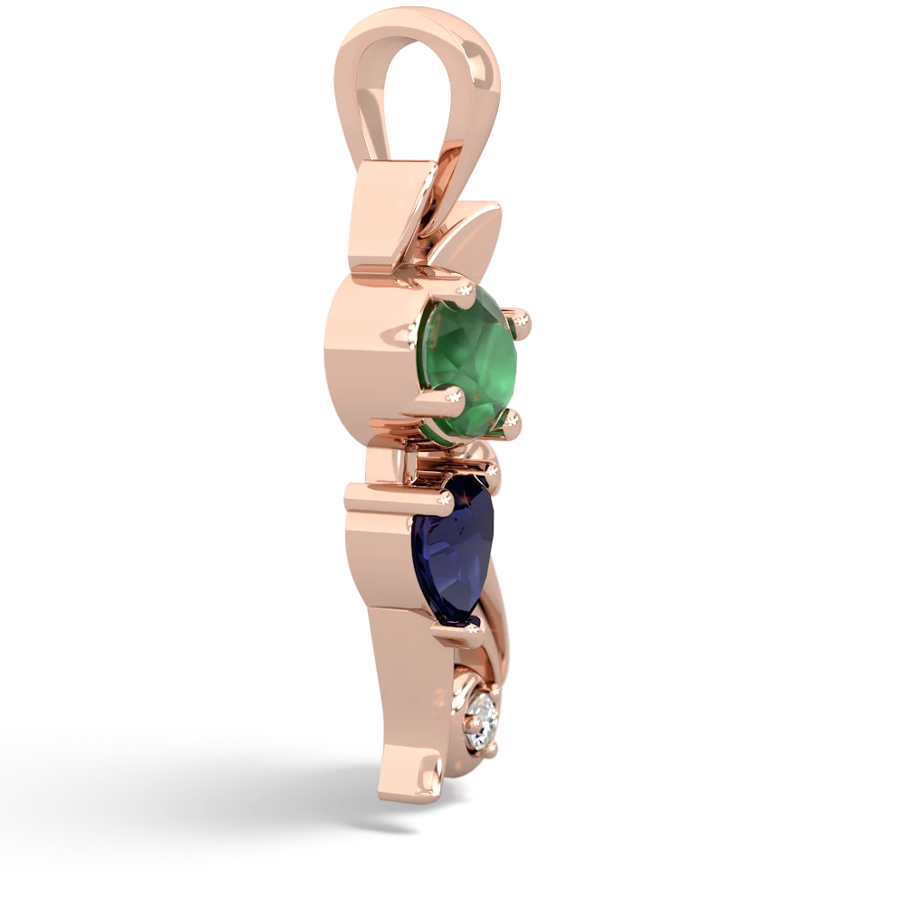 Emerald Kitten 14K Rose Gold pendant P5780