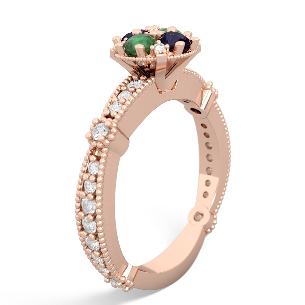 Emerald Sparkling Tiara Cluster 14K Rose Gold ring R26293RD