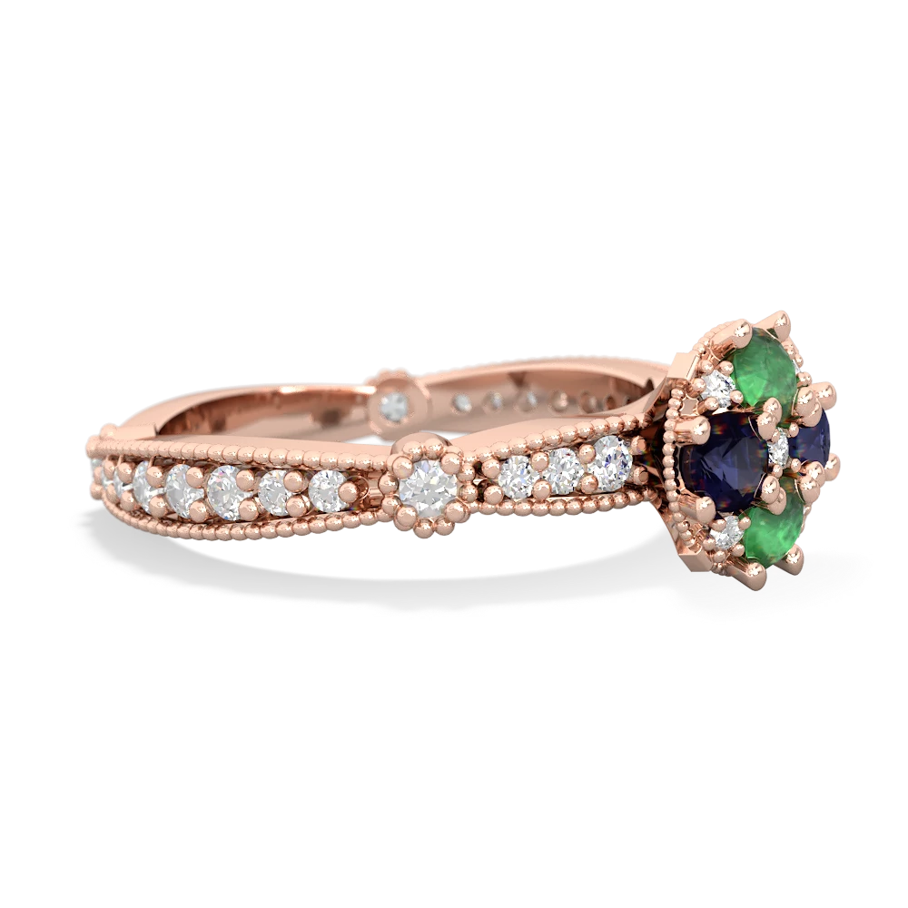 Emerald Sparkling Tiara Cluster 14K Rose Gold ring R26293RD