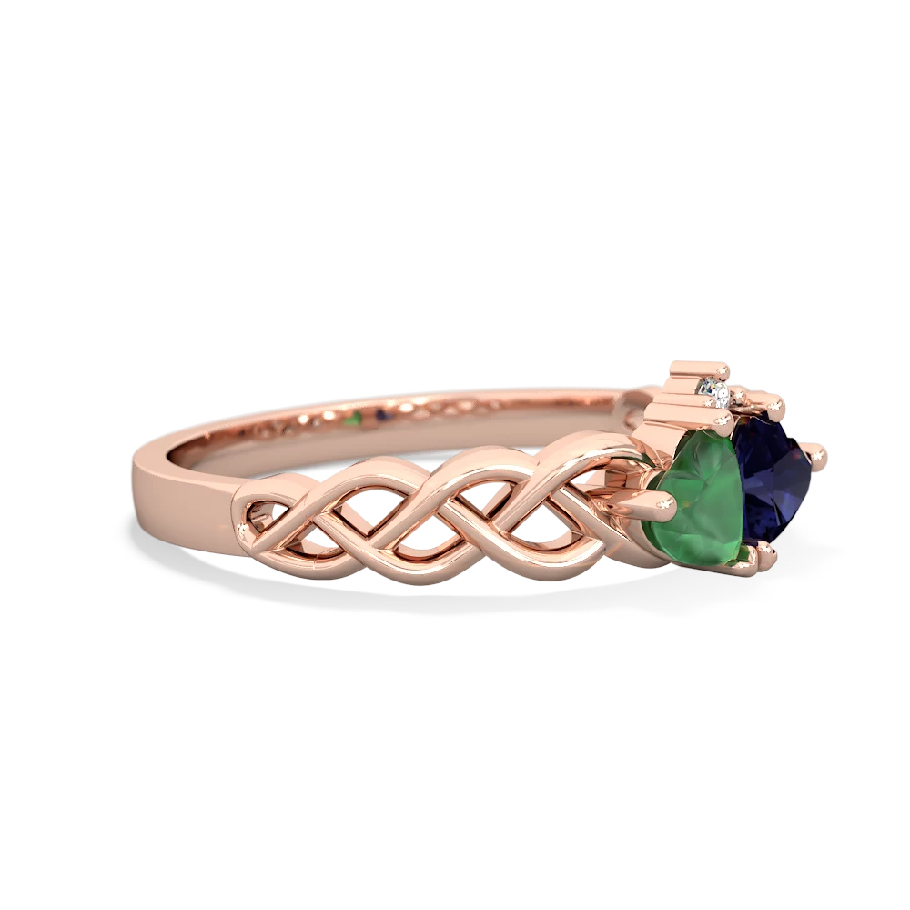 Emerald Heart To Heart Braid 14K Rose Gold ring R5870