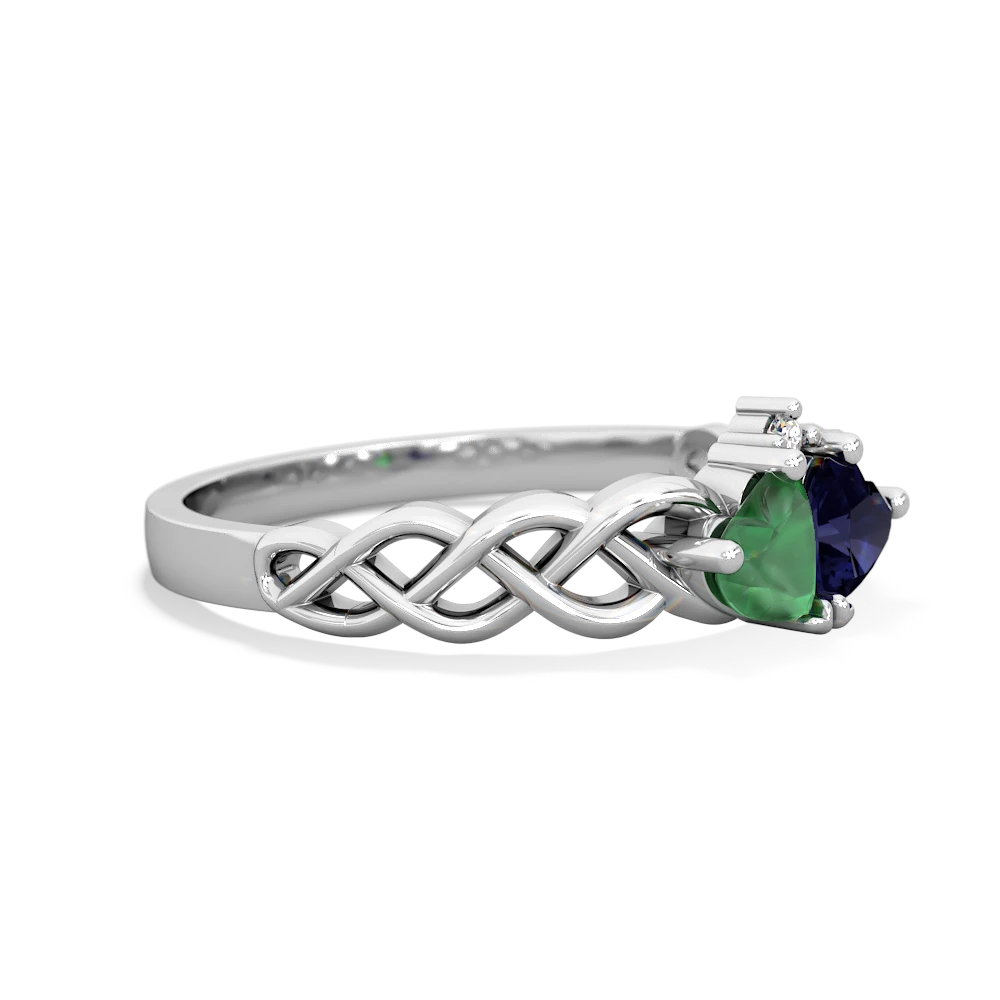 Emerald Heart To Heart Braid 14K White Gold ring R5870