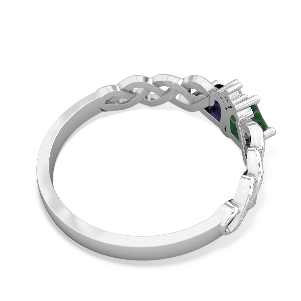 Emerald Heart To Heart Braid 14K White Gold ring R5870