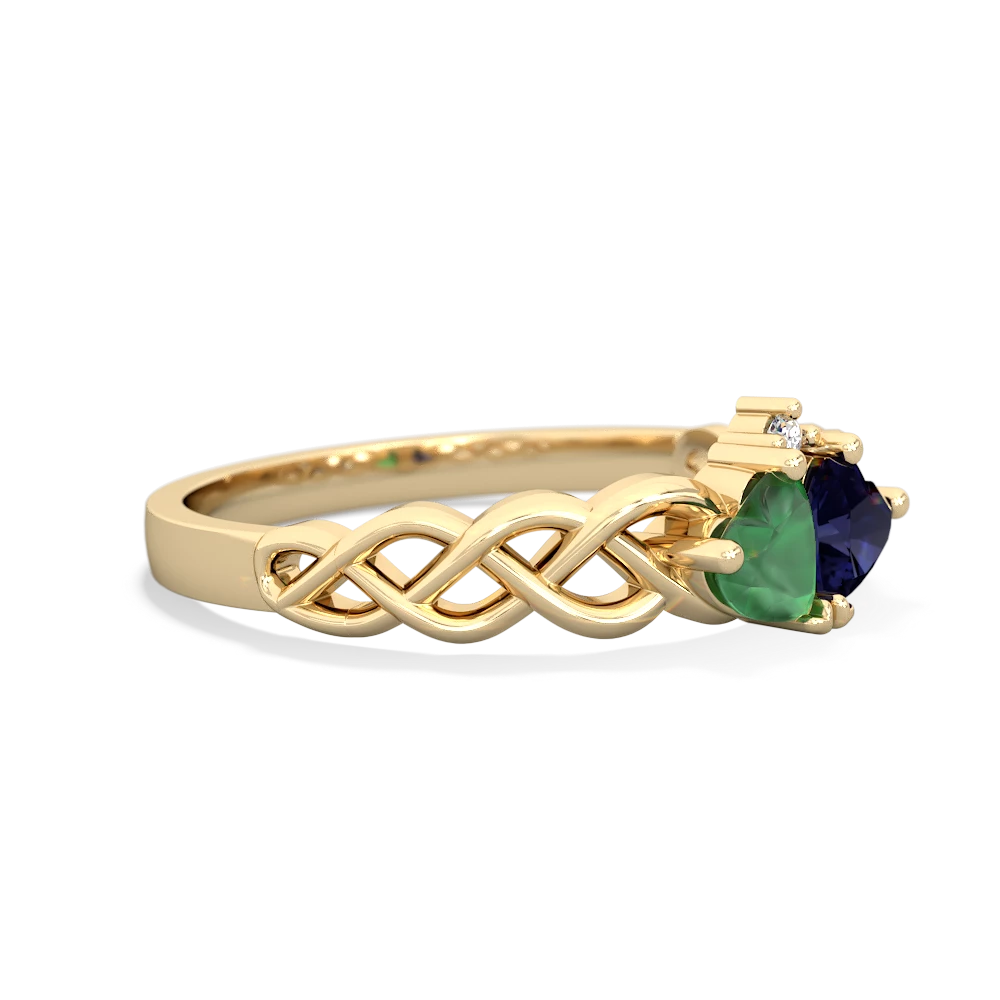 Emerald Heart To Heart Braid 14K Yellow Gold ring R5870