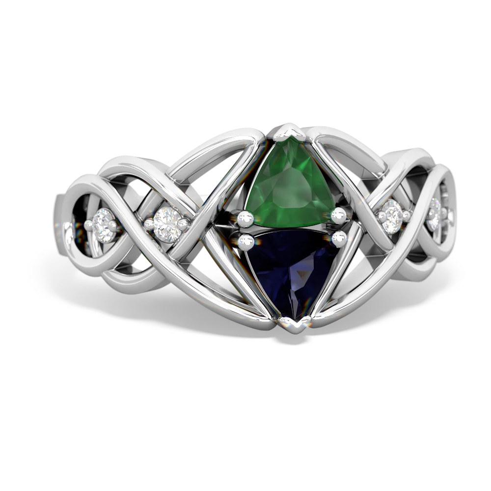 Emerald Keepsake Celtic Knot 14K White Gold ring R5300