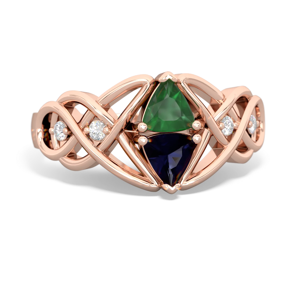 Emerald Keepsake Celtic Knot 14K Rose Gold ring R5300