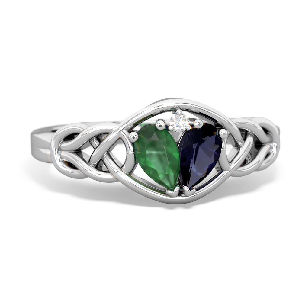 Emerald Celtic Love Knot 14K White Gold ring R5420