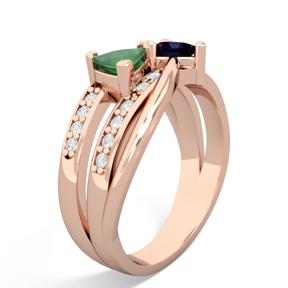 Emerald Bowtie 14K Rose Gold ring R2360