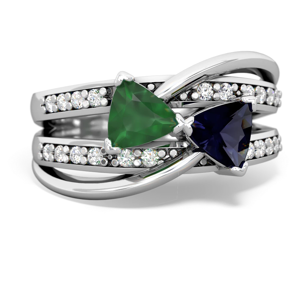 Emerald Bowtie 14K White Gold ring R2360