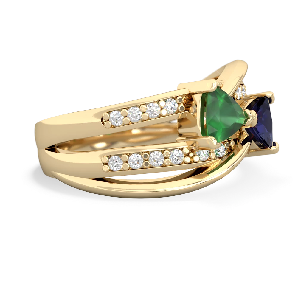 Emerald Bowtie 14K Yellow Gold ring R2360