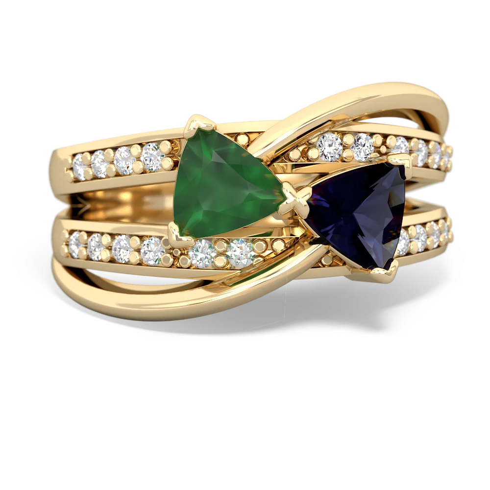 Emerald Bowtie 14K Yellow Gold ring R2360